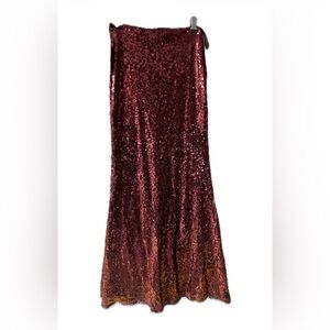 Glamorous Burgundy Sequin Maxi Skirt